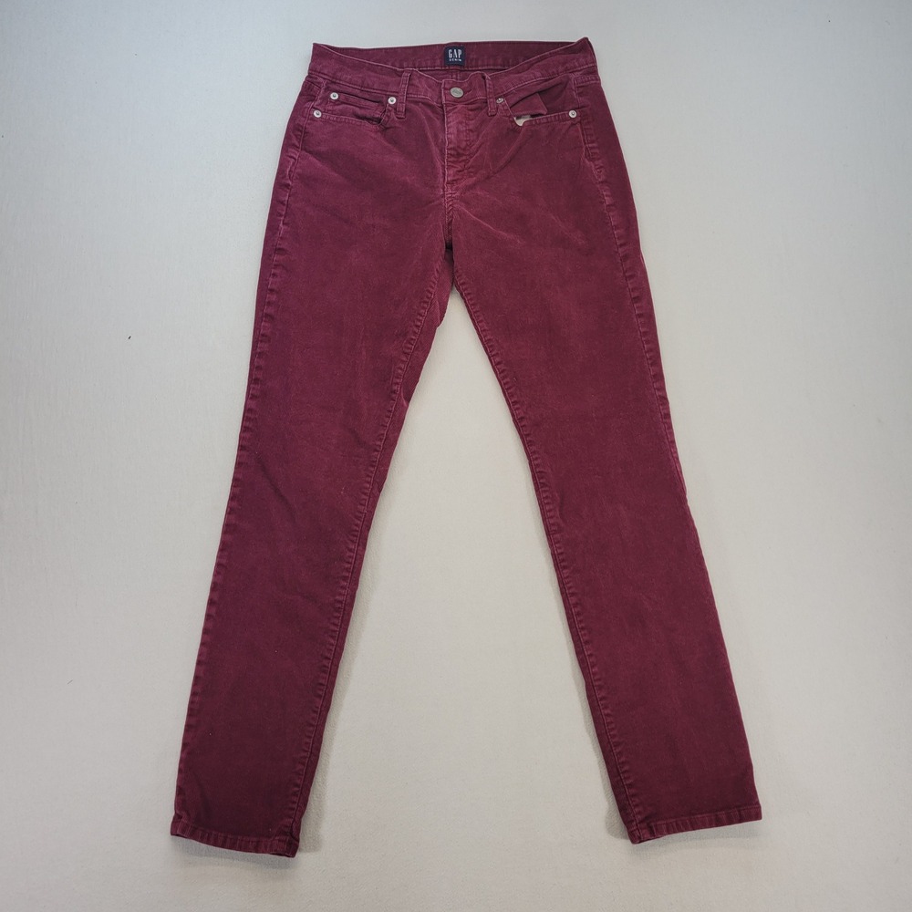 Gap Corduroy‎ Pants Womens 27 Regular Burgundy True Skinny Stretch 5-Pocket